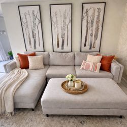 Beige L Shaped Sectional 