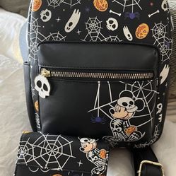 Glow In The Dark Mickey Disney Mini Backpack & Wallet