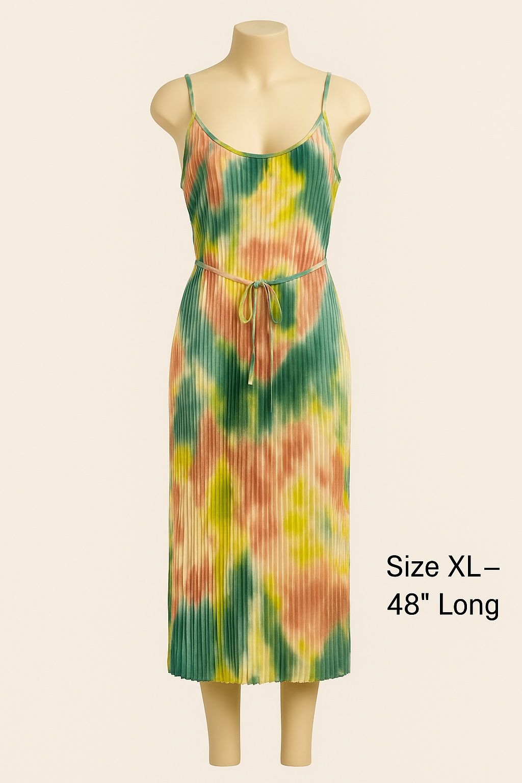 Free Press XL Tie-Dye Pleated Dress – 48” Long