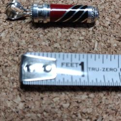 .925 Blue Topaz Red And Black Perfume Pendant