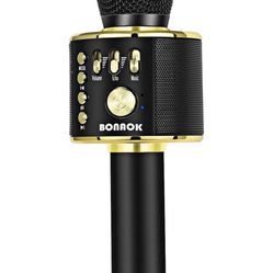 BONAOK Wireless Bluetooth Karaoke Microphone, 3-in-1 Portable Handheld Mic Speaker Machine for All Smartphones, Gifts to Girls Boys Kids Adults All Ag