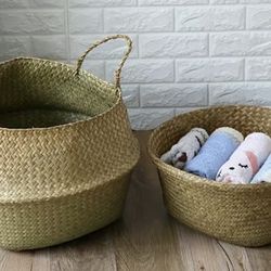 Seagrass Woven Wicker Storage Basket- Large