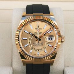 ROLEX 326238 SKYDWELLER WATCH YELLOW GOLD OYSTERFLEX - T9250