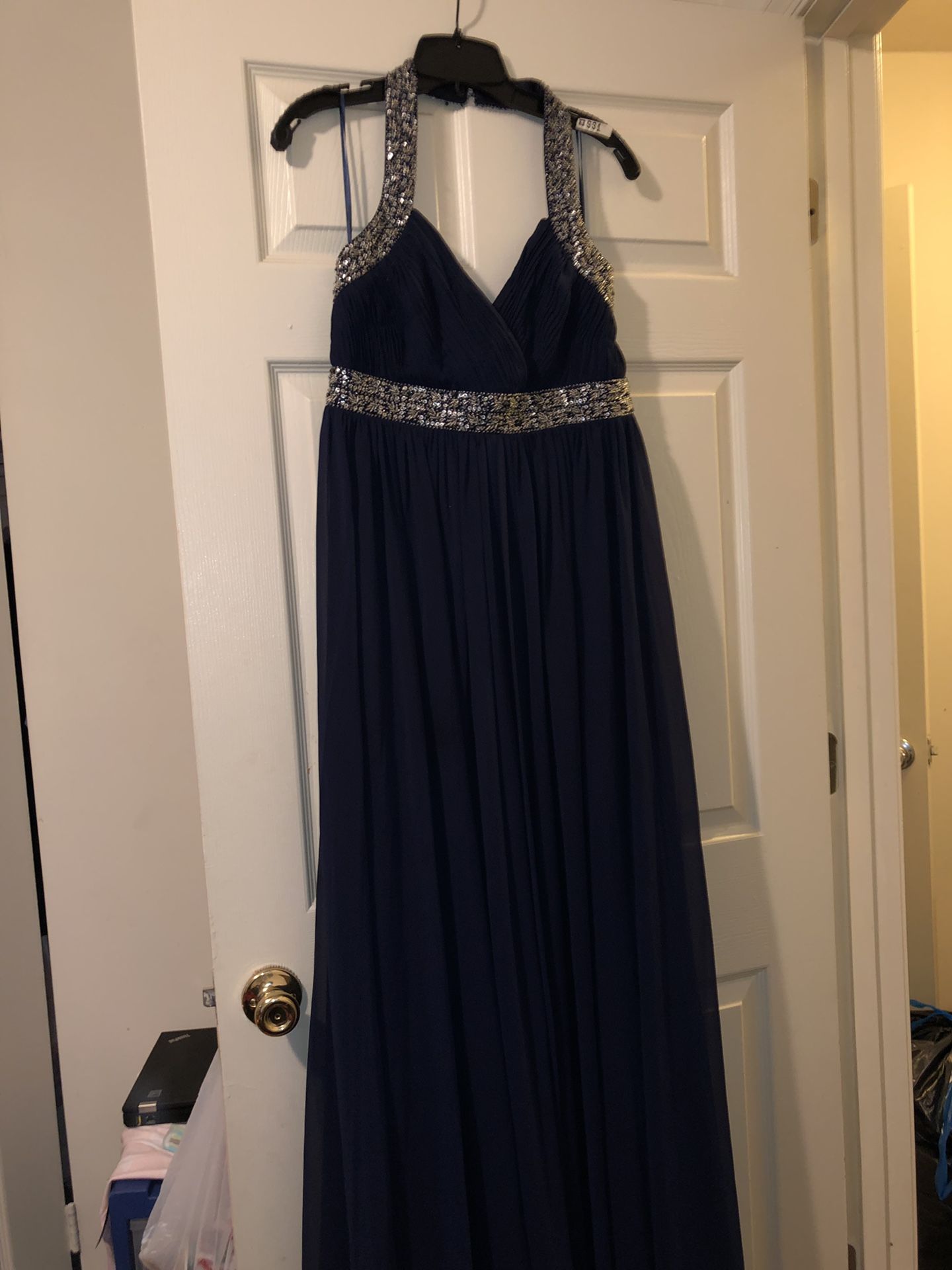 Long Navy Blue Formal Dress.