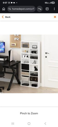 White 16-Shelf Multimedia Media Storage Tower Rack with Adjustable Shelves