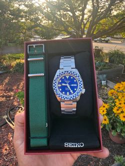 blue Seiko 5 Sports x Rowing Blazers (Model SRPM19)