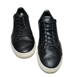 Men's Thursday Everyday Black Leather Low Top Lace Up Tennis Shoes-Size 10