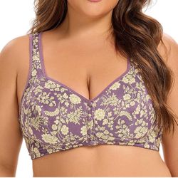 No Underwire Front Closure Snap Comfort Bras Daisy Bras Floral Push Up Wireless Everyday Bras(pls choose color)