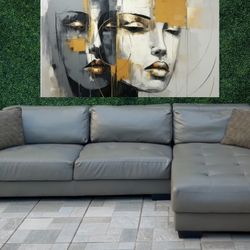 (Free delivery 🚚) Gray Faux Leather 2-Piece Sectional couch 