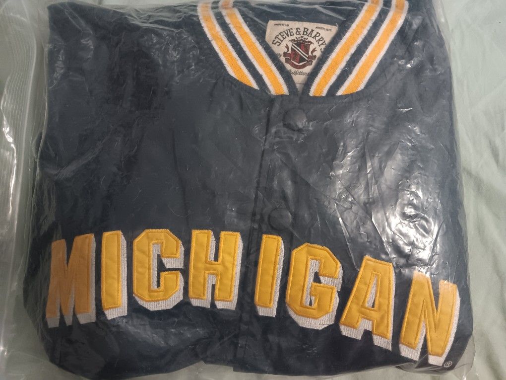 Men's XL Vintage Blue & Yellow Michigan Button Up Jacket