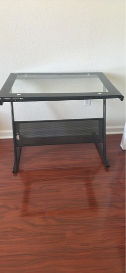 Glass Top Metal Frame Computer Desk