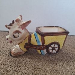 Vintage Ceramic Donkey Cart Planter- Japan 