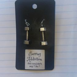 Silver Dumbbell Earrings 