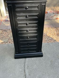Jewelry armoire with mirror - black