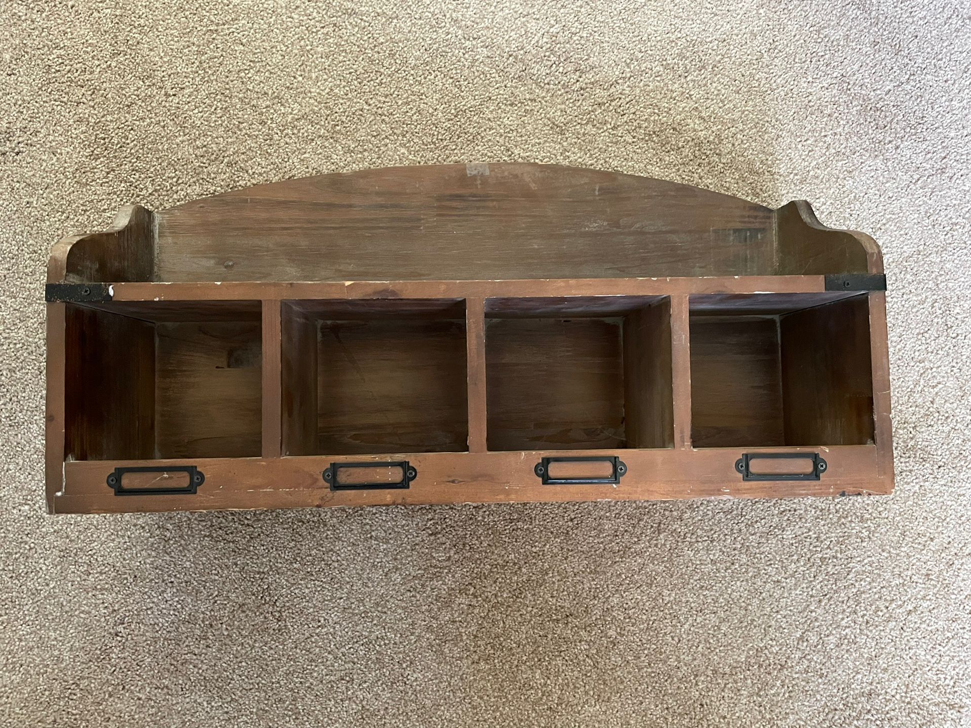 Brown Wooden Rustic Vintage Wall Cubby Shelf Shelving