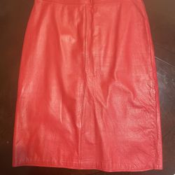Red Leather Skirt - Size 4 - Pia Rucci 