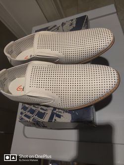 White Mens Perforated Dress Slip On Shoes