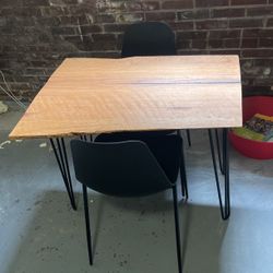 Live Edge Red Oak Slab Bistro Table And 2 Chairs