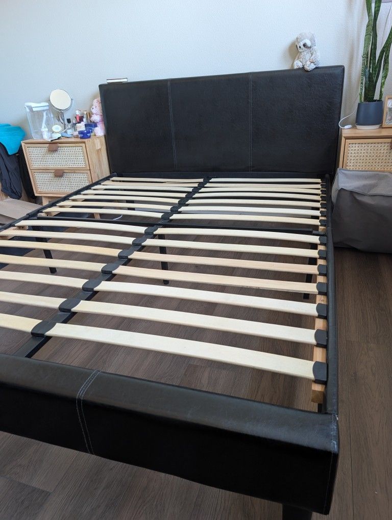Faux Leather Queen Size Bed Frame