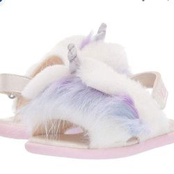 New Ugg Babygirl Sherap Leather Unicorn Open Toed Sandal Size 4/5 = 12-18 mos.