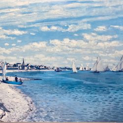 Claude Monet Oil Painting The Beach 42x33in