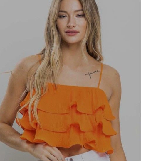 Better BE Orange Ruffled Women's Top