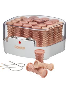 Conair Double Ceramic Hot Rollers for Long, Medium, and All Hair - Hair Curler - Hair Roller Clips Included - 1/2 inch, 3/4 inch, and 1 inch Rollers