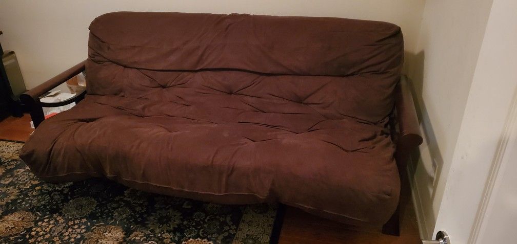 Futon couch bed queen size dark brown