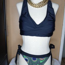 Black And Pecock Print Kamoni