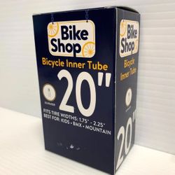New Bike Shop 20" Bicycle Inner Tube, Schrader Valve, Size 20" x 1.75-2.25" width