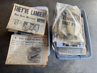 Antique Newspapers Large Lot Moon Landing, Kennedy Assassination