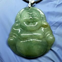 Burmese icy Type A Jadeite Jade Pendant Lucky Happy Buddha.