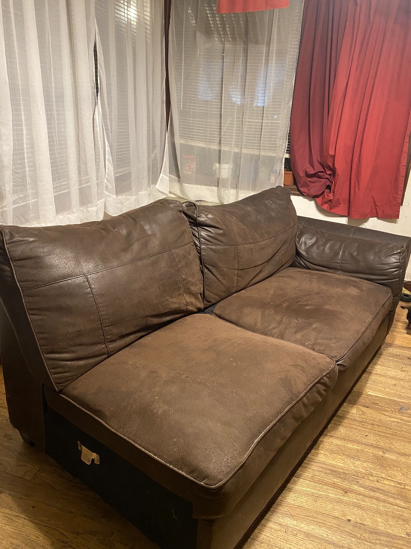 Brown Sectional ( Symmetrical) Rounded L Shape Couch