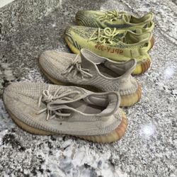 adidas Yeezy Boost 350 V2 Beige & Yellow Men's Low Top Primeknit Sneaker bundle 