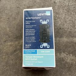 Leviton T7599-KE 125 Volt 15 Amp Tamper-Resistant GFCI Outlet Black