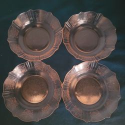 Set Of 4 American Sweetheart Vintage Pink MacBeth Evan’s Depression Glass Berry Bowls