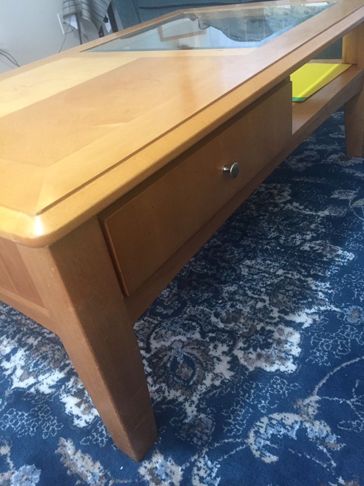 Nice Wood And Mirror Coffee Table
