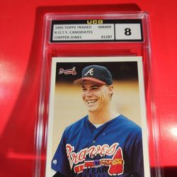 1995 TOPPS TRADED #128T CHIPPER JONES BRAVES HOF  UCG  8  NM-MT