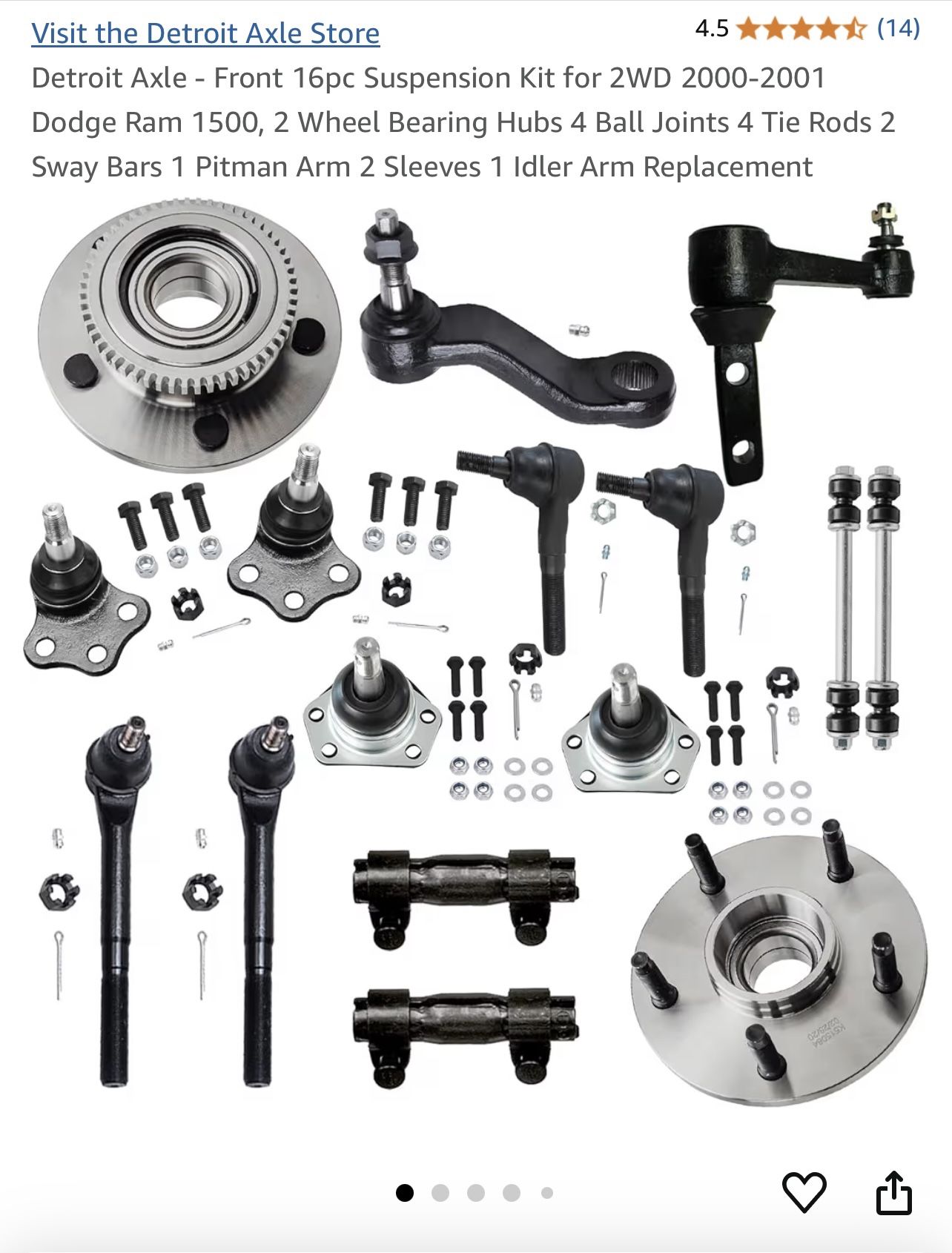 Front 16pc Suspension Kit for 2WD 2000-2001 Dodge Ram 1500