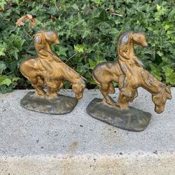 Antique Bronze “end Of Trail” Native American Bookends