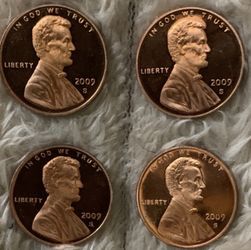 Set of Four 2009 Bicentennial Pennies