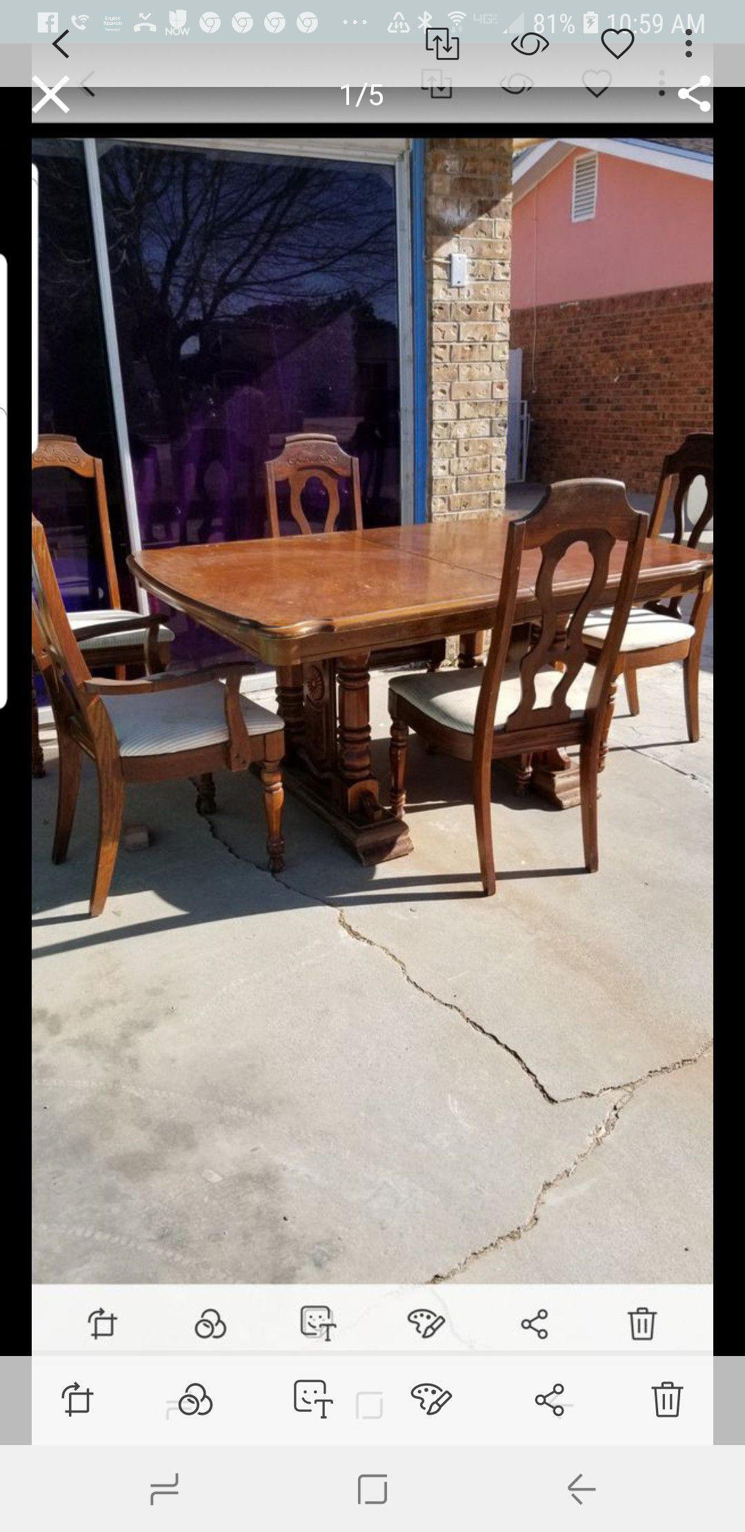 BEAUTIFUL VINTAGE DINING TABLE REAL WOOD WITH LEAF EXTENSION FOR 8 PERSON ( NO CHAIRS)