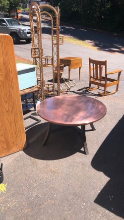 Copper top coffee table round