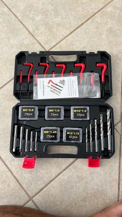 131-Piece Metric Thread Repair Kit (M5–M12) – Helicoil Thread Restorer Set with Taps, Drill Bits & Inserts