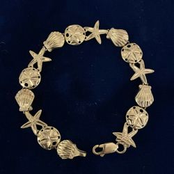 BRACELET SEA SHELL STAR FISH DESIGN 14KT 