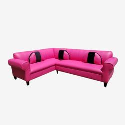 BRAND NEW 7X9FT SECTIONAL SOFA COUCH CHAISE. Pink LEATHER 