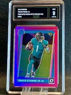 2021 Donruss 💥 Travis Etienne Jr. 💥 Rated Rookie Optic Preview Pink Prizm GMA 9 Mint 💎 - Jacksonville Jaguars
