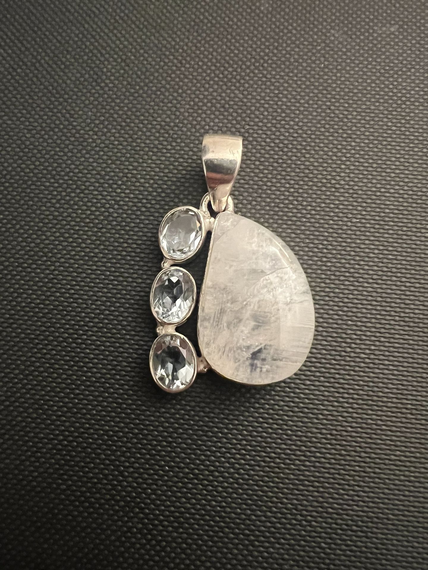 Silver 925 White Moonstone With Blue Stones Pendant