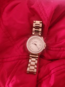 Fossil Rose Gold Crystal Bezel Watch