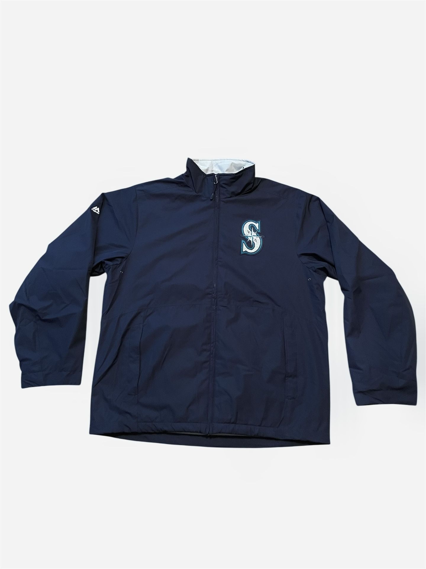 Seattle Mariners vintage majestic navy blue jacket with sewn on patches Size Medium